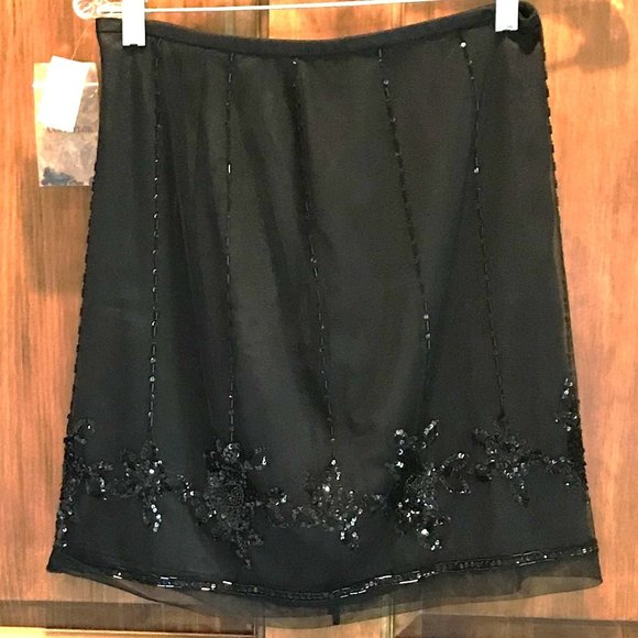 Ann Taylor Dresses & Skirts - ANN TAYLOR BLACK EMBELLISHED SKIRT, SIZE 4P, SPECIAL OCCASION